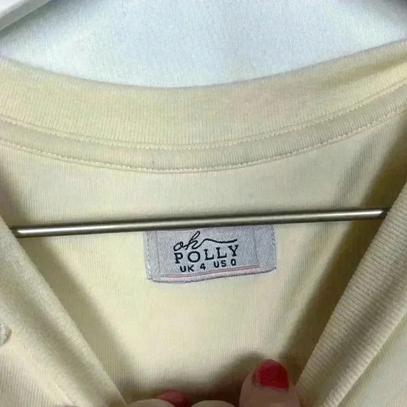 Oh Polly Not Over Yet Tee Ivory OS 4-6 Exposed Seams Short Sleeves Crew Unique - Picture 2 of 11